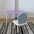 Комплект стіл та стул дитячий ChildWood - Set Стіл бузковий хмаринка + стілець білий сірий Мушля (Фанера), фото 2