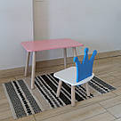 Комплект стіл та стул дитячий ChildWood - Set  Стіл рожевий прямокутний + стілець білий блакитний Корона, фото 2