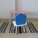 Комплект стіл та стул дитячий ChildWood - Set  Стіл рожевий прямокутний + стілець білий блакитний Мушля, фото 2