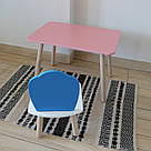Комплект стіл та стул дитячий ChildWood - Set  Стіл рожевий прямокутний + стілець білий блакитний Мушля, фото 3