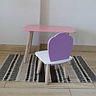 Комплект стіл та стул дитячий ChildWood - Set Стіл рожевий прямокутний + стілець білий бузковий Мушля, фото 2