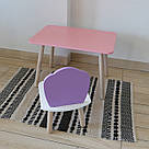 Комплект стіл та стул дитячий ChildWood - Set Стіл рожевий прямокутний + стілець білий бузковий Мушля, фото 3