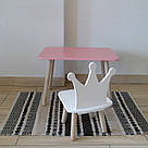 Комплект стіл та стул дитячий ChildWood - Set Стіл рожевий прямокутний + стілець білий Корона (Фанера), фото 2