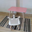 Комплект стіл та стул дитячий ChildWood - Set Стіл рожевий прямокутний + стілець білий Корона (Фанера), фото 3