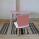 Комплект стіл та стул дитячий ChildWood - Set Стіл рожевий прямокутний + стілець білий рожевий Ведмедик, фото 2