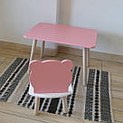 Комплект стіл та стул дитячий ChildWood - Set Стіл рожевий прямокутний + стілець білий рожевий Ведмедик, фото 3