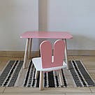 Комплект стіл та стул дитячий ChildWood - Set Стіл рожевий прямокутний + стілець білий рожевий Зайчик, фото 2