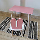Комплект стіл та стул дитячий ChildWood - Set Стіл рожевий прямокутний + стілець білий рожевий Зайчик, фото 3