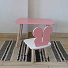 Комплект стіл та стул дитячий ChildWood - Set Стіл рожевий прямокутний + стілець білий рожевий Метелик, фото 2