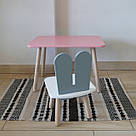 Комплект стіл та стул дитячий ChildWood - Set  Стіл рожевий прямокутний + стілець білий сірий Зайчик  (Фанера), фото 2
