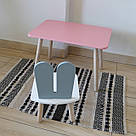 Комплект стіл та стул дитячий ChildWood - Set  Стіл рожевий прямокутний + стілець білий сірий Зайчик  (Фанера), фото 3