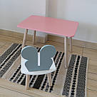 Комплект стіл та стул дитячий ChildWood - Set  Стіл рожевий прямокутний + стілець білий сірий Метелик, фото 3