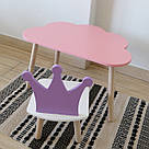 Комплект стіл та стул дитячий ChildWood - Set  Стіл рожевий хмаринка + стілець білий бузковий Корона  (Фанера), фото 3