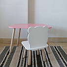 Комплект стіл та стул дитячий ChildWood - Set  Стіл рожевий хмаринка + стілець білий Ведмедик (Фанера), фото 2