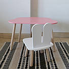 Комплект стіл та стул дитячий ChildWood - Set  Стіл рожевий хмаринка + стілець білий Зайчик  (Фанера), фото 2