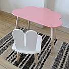 Комплект стіл та стул дитячий ChildWood - Set  Стіл рожевий хмаринка + стілець білий Зайчик  (Фанера), фото 3