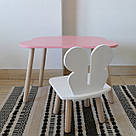 Комплект стіл та стул дитячий ChildWood - Set Стіл рожевий хмаринка + стілець білий Метелик (Фанера), фото 2