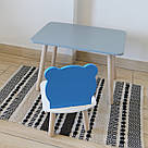 Комплект стіл та стул дитячий ChildWood - Set  Стіл сірий прямокутний + стілець білий блакитний Ведмедик, фото 3