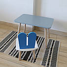 Комплект стіл та стул дитячий ChildWood - Set Стіл сірий прямокутний + стілець білий блакитний Зайчик, фото 3