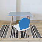 Комплект стіл та стул дитячий ChildWood - Set Стіл сірий прямокутний + стілець білий блакитний Мушля (Фанера), фото 2