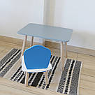 Комплект стіл та стул дитячий ChildWood - Set Стіл сірий прямокутний + стілець білий блакитний Мушля (Фанера), фото 3