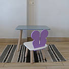 Комплект стіл та стул дитячий ChildWood - Set  Стіл сірий прямокутний + стілець білий бузковий Метелик, фото 2