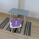 Комплект стіл та стул дитячий ChildWood - Set  Стіл сірий прямокутний + стілець білий бузковий Метелик, фото 3