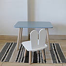 Комплект стіл та стул дитячий ChildWood - Set Стіл сірий прямокутний + стілець білий Зайчик (Фанера), фото 2