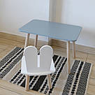 Комплект стіл та стул дитячий ChildWood - Set Стіл сірий прямокутний + стілець білий Зайчик (Фанера), фото 3
