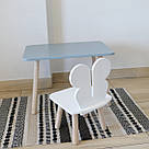 Комплект стіл та стул дитячий ChildWood - Set Стіл сірий прямокутний + стілець білий Метелик (Фанера), фото 2