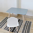 Комплект стіл та стул дитячий ChildWood - Set  Стіл сірий прямокутний + стілець білий Мушля (Фанера), фото 3