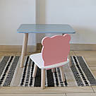 Комплект стіл та стул дитячий ChildWood - Set Стіл сірий прямокутний + стілець білий рожевий Ведмедик, фото 2