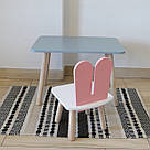 Комплект стіл та стул дитячий ChildWood - Set  Стіл сірий прямокутний + стілець білий рожевий Зайчик  (Фанера), фото 2