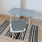 Комплект стіл та стул дитячий ChildWood - Set Стіл сірий прямокутний + стілець білий сірий Ведмедик (Фанера), фото 3
