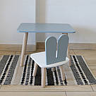 Комплект стіл та стул дитячий ChildWood - Set Стіл сірий прямокутний + стілець білий сірий Зайчик (Фанера), фото 2