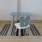 Комплект стіл та стул дитячий ChildWood - Set Стіл сірий прямокутний + стілець білий сірий Метелик (Фанера), фото 2