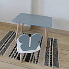 Комплект стіл та стул дитячий ChildWood - Set Стіл сірий прямокутний + стілець білий сірий Метелик (Фанера), фото 3