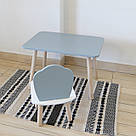 Комплект стіл та стул дитячий ChildWood - Set Стіл сірий прямокутний + стілець білий сірий Мушля (Фанера), фото 3