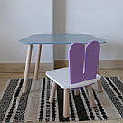 Комплект стіл та стул дитячий ChildWood - Set Стіл сірий хмаринка + стілець білий бузковий Зайчик (Фанера), фото 2