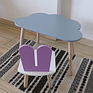 Комплект стіл та стул дитячий ChildWood - Set Стіл сірий хмаринка + стілець білий бузковий Зайчик (Фанера), фото 3