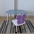 Комплект стіл та стул дитячий ChildWood - Set  Стіл сірий хмаринка + стілець білий бузковий Метелик  (Фанера), фото 2