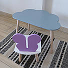 Комплект стіл та стул дитячий ChildWood - Set  Стіл сірий хмаринка + стілець білий бузковий Метелик  (Фанера), фото 3