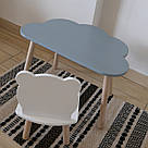 Комплект стіл та стул дитячий ChildWood - Set  Стіл сірий хмаринка + стілець білий Ведмедик (Фанера), фото 3