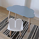 Комплект стіл та стул дитячий ChildWood - Set  Стіл сірий хмаринка + стілець білий Зайчик  (Фанера), фото 3