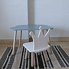 Комплект стіл та стул дитячий ChildWood - Set Стіл сірий хмаринка + стілець білий Корона (Фанера), фото 2