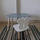 Комплект стіл та стул дитячий ChildWood - Set Стіл сірий хмаринка + стілець білий Метелик (Фанера), фото 2