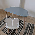 Комплект стіл та стул дитячий ChildWood - Set Стіл сірий хмаринка + стілець білий Метелик (Фанера), фото 3