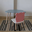 Комплект стіл та стул дитячий ChildWood - Set  Стіл сірий хмаринка + стілець білий рожевий Ведмедик (Фанера), фото 2