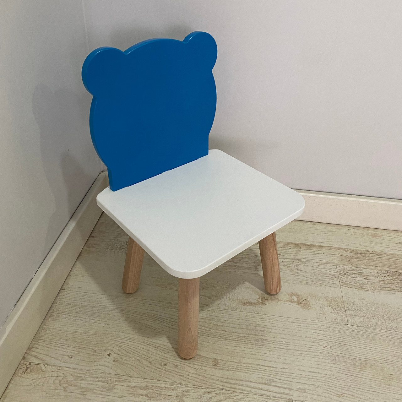 Стульчик дитячий ChildWood ведмедик блакитний+білий Kids Dream (Фанера), фото 1