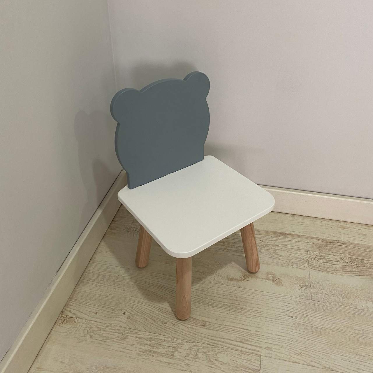 Стульчик дитячий ChildWood ведмедик сірий+білий Kids Dream (Фанера), фото 1